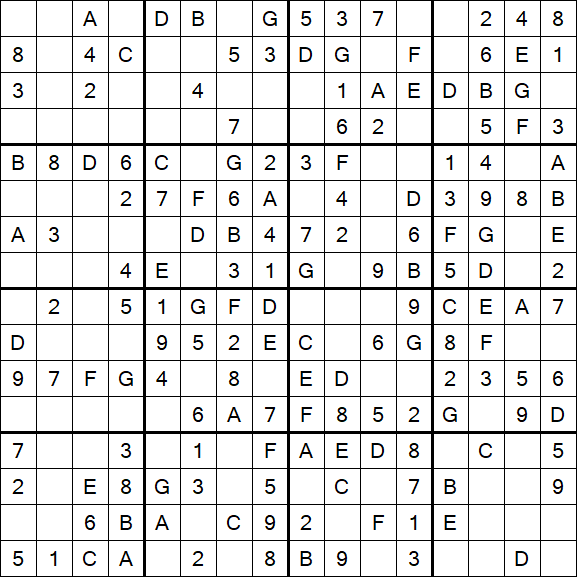 Sudoku 16x16 - Easy