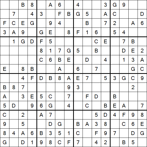 Sudoku 16x16 - Easy