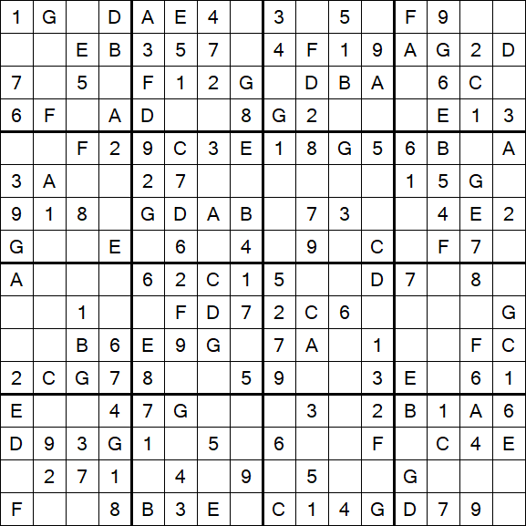 Sudoku 16x16 - Easy