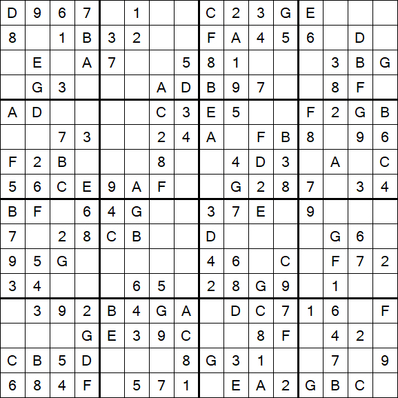 Sudoku 16x16 - Easy