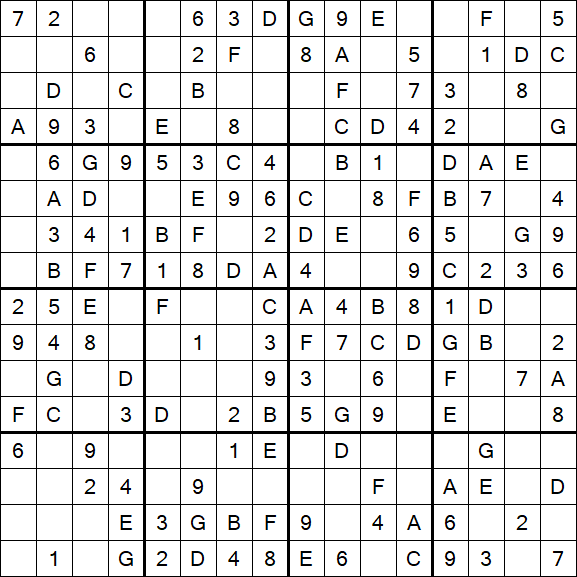 Sudoku 16x16 - Easy