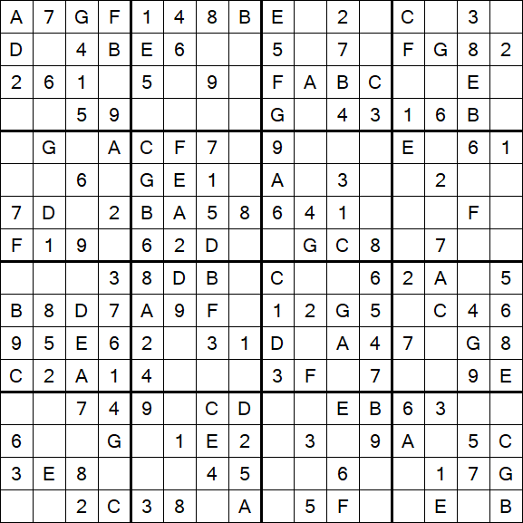 Sudoku 16x16 - Easy