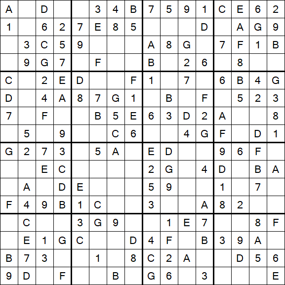 Sudoku 16x16 - Easy