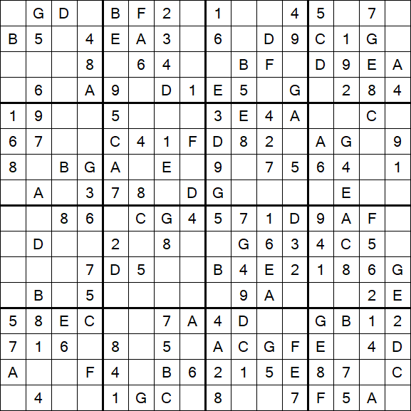 Sudoku 16x16 - Easy