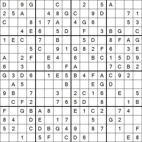 Sudoku 16x16 - Easy