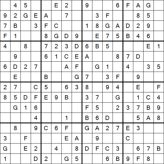 Sudoku 16x16 - Easy