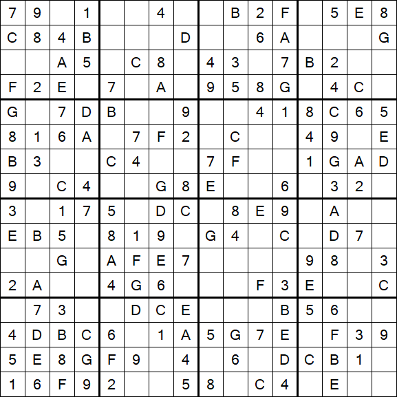 Sudoku 16x16 - Easy