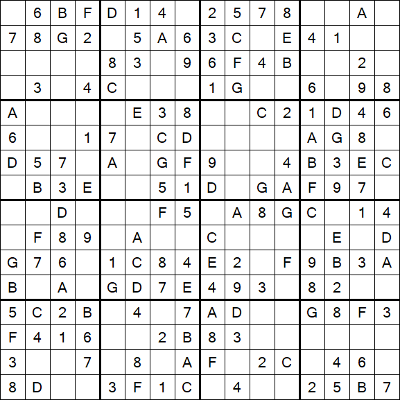 Sudoku 16x16 - Easy