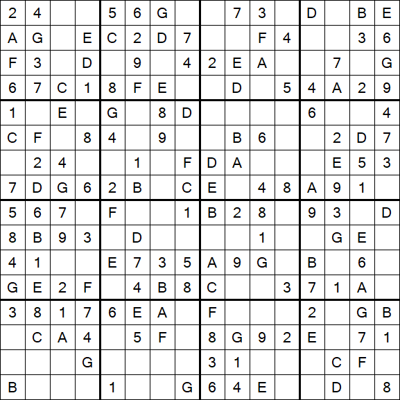 Sudoku 16x16 - Easy