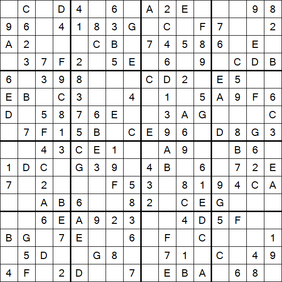 Sudoku 16x16 - Easy
