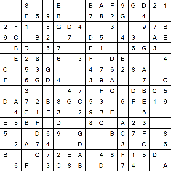 Sudoku 16x16 - Fácil