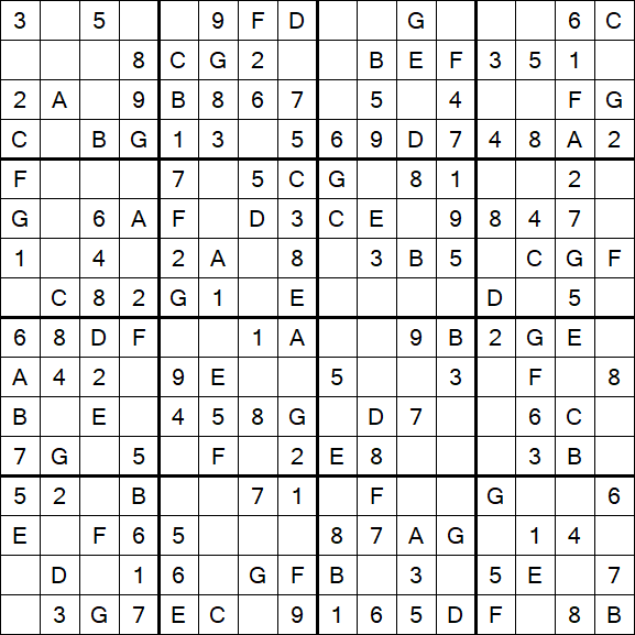 Sudoku 16x16 - Fácil