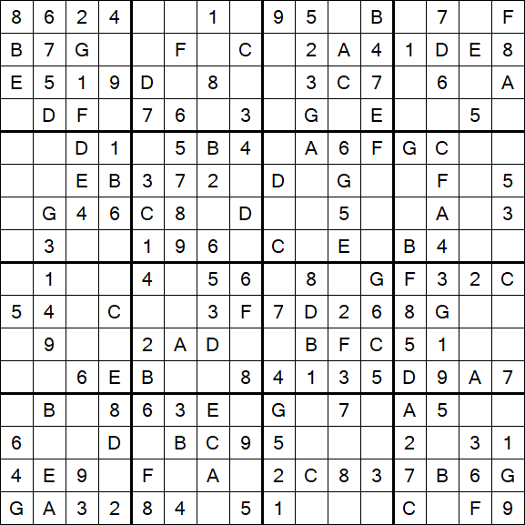 Sudoku 16x16 - Fácil