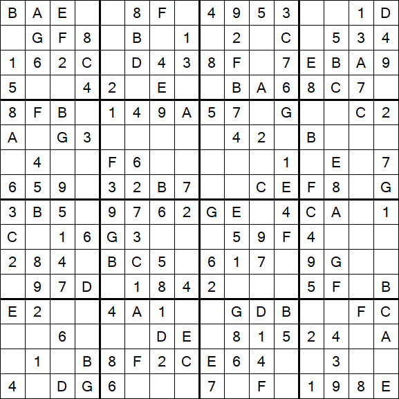 Sudoku 16x16 - Fácil