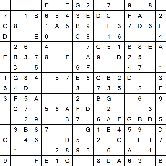 Sudoku 16x16 - Fácil