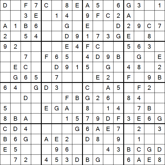 Sudoku 16x16 - Fácil