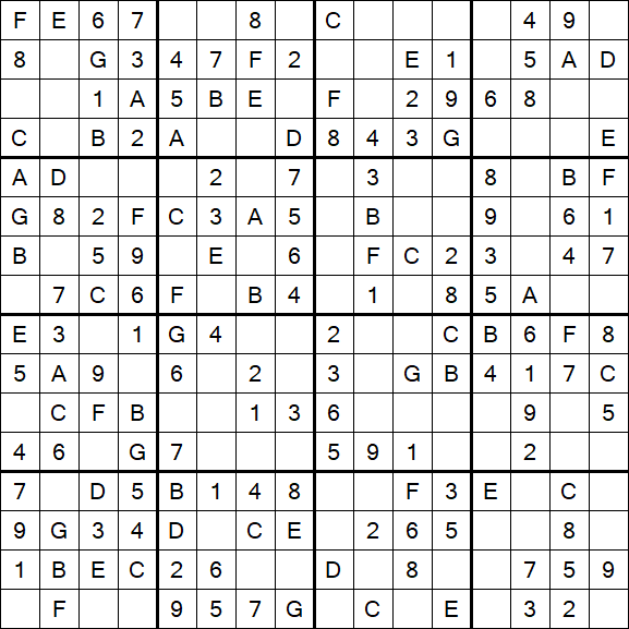 Sudoku 16x16 - Simple