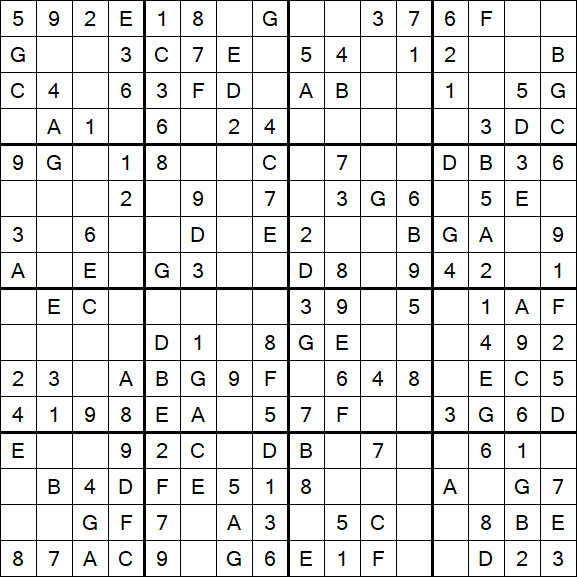 Sudoku 16x16 - Simple