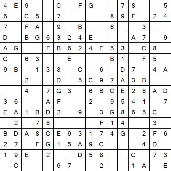 Sudoku 16x16 - Fácil