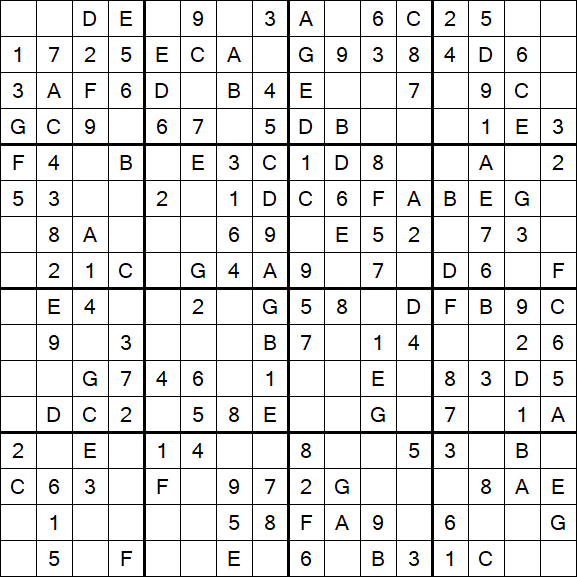 Sudoku 16x16 - Simple