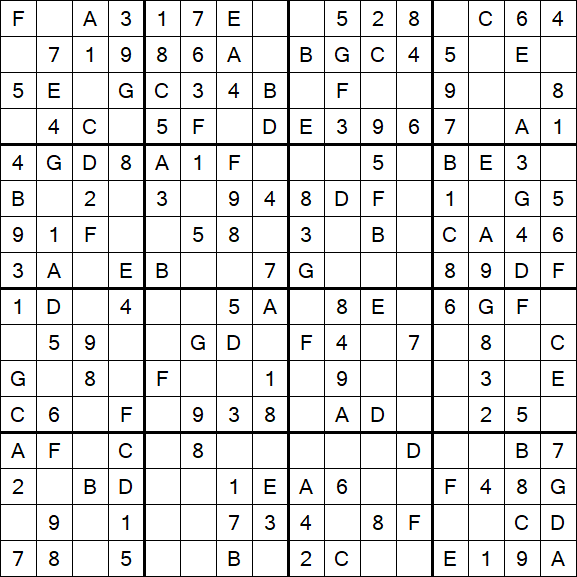 Sudoku 16x16 - Simple