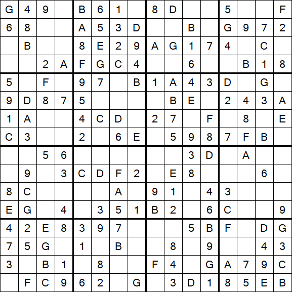 Sudoku 16x16 - Simple