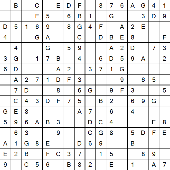 Sudoku 16x16 - Fácil