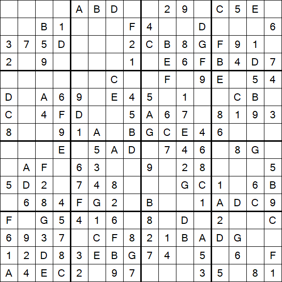 Sudoku 16x16 - Simple