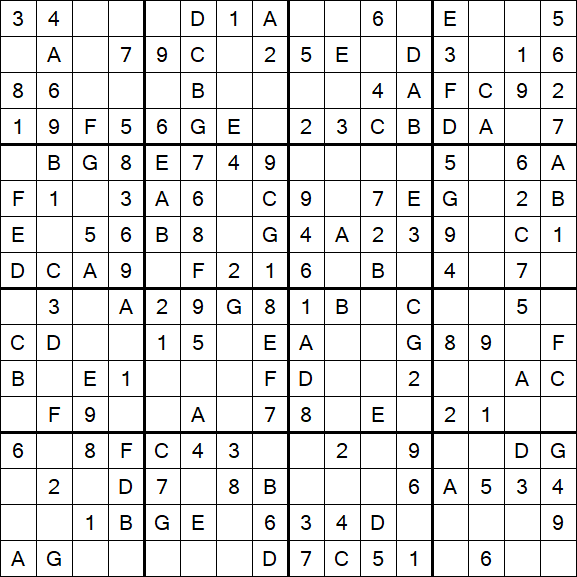 Sudoku 16x16 - Simple