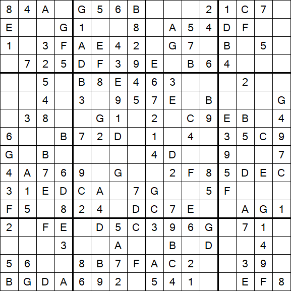 Sudoku 16x16 - Simple