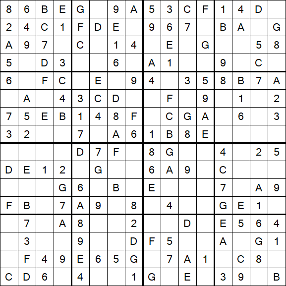 Sudoku 16x16 - Simple