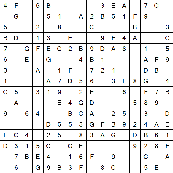 Sudoku 16x16 - Simple