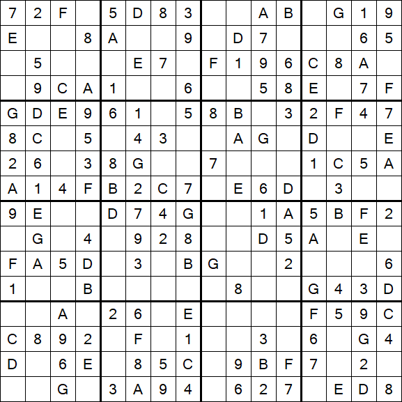 Sudoku 16x16 - Simple