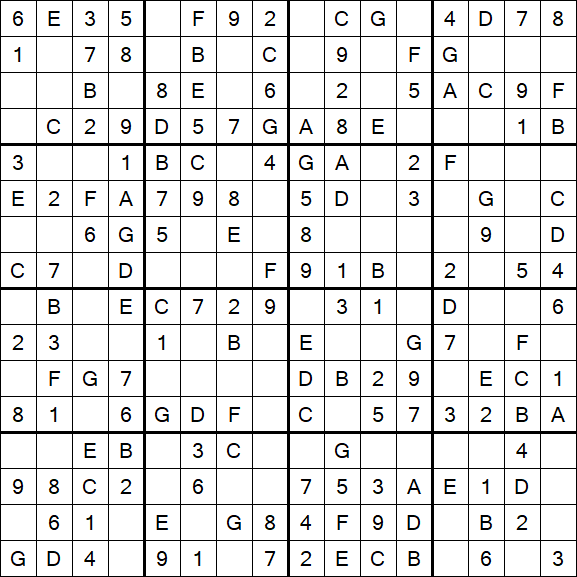 Sudoku 16x16 - Simple