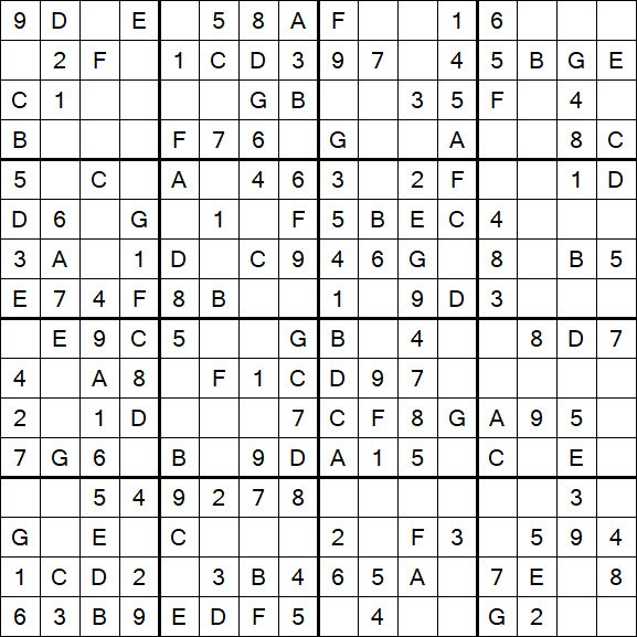Sudoku 16x16 - Simple