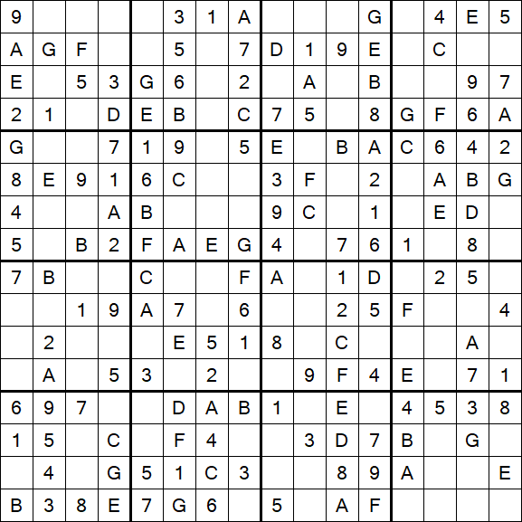Sudoku 16x16 - Simple