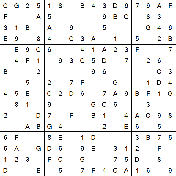 Sudoku 16x16 - Simple