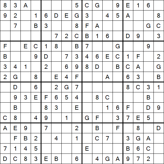 Sudoku 16x16 - Simple