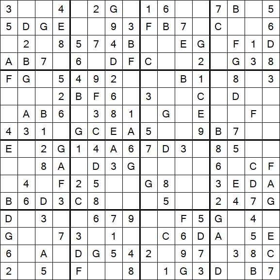 Sudoku 16x16 - Simple