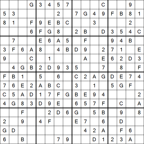 Sudoku 16x16 - Easy