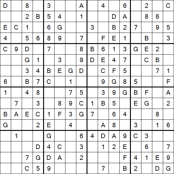 Sudoku 16x16 - Simple
