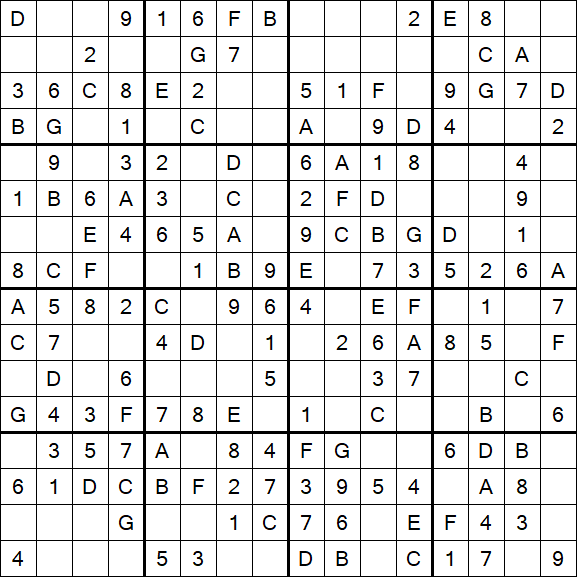 Sudoku 16x16 - Simple