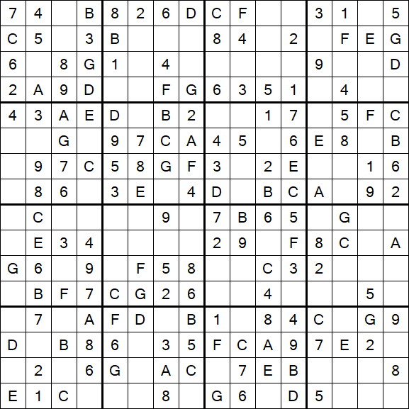 Sudoku 16x16 - Fácil