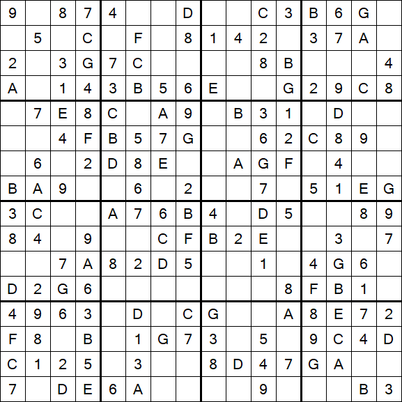 Sudoku 16x16 - Simple