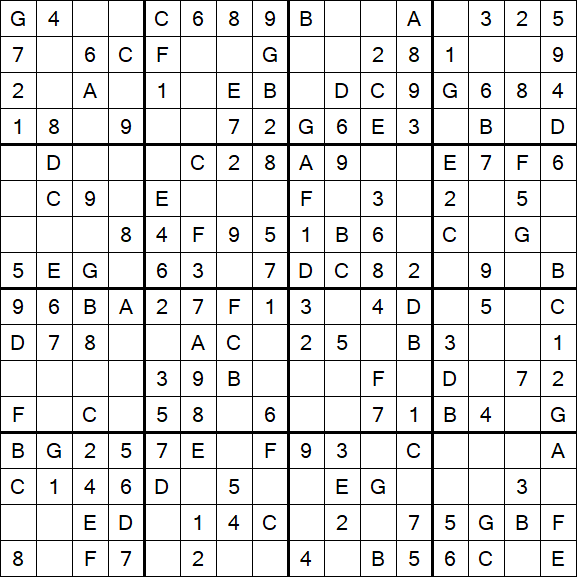 Sudoku 16x16 - Simple