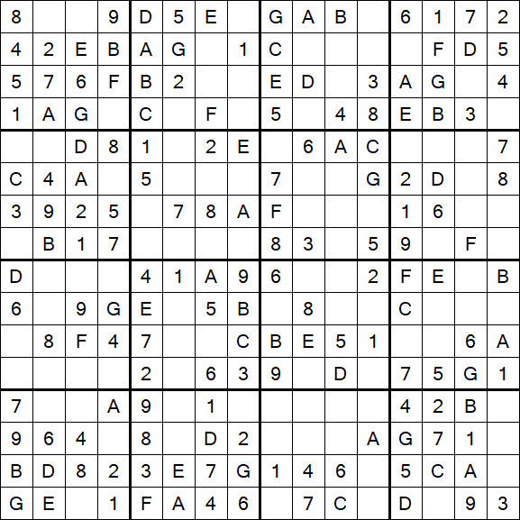 Sudoku 16x16 - Simple