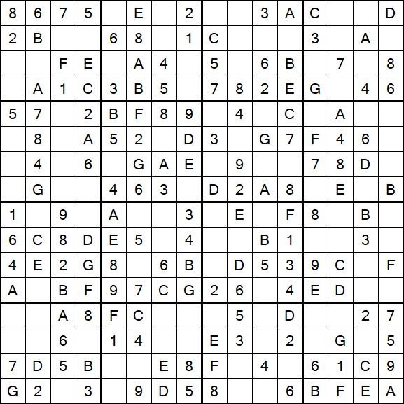 Sudoku 16x16 - Simple