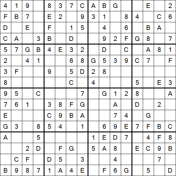Sudoku 16x16 - Simple