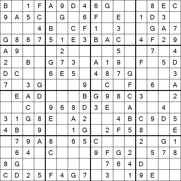 Sudoku 16x16 - Simple