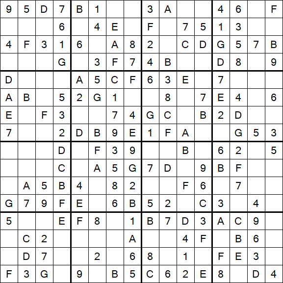 Sudoku 16x16 - Simple